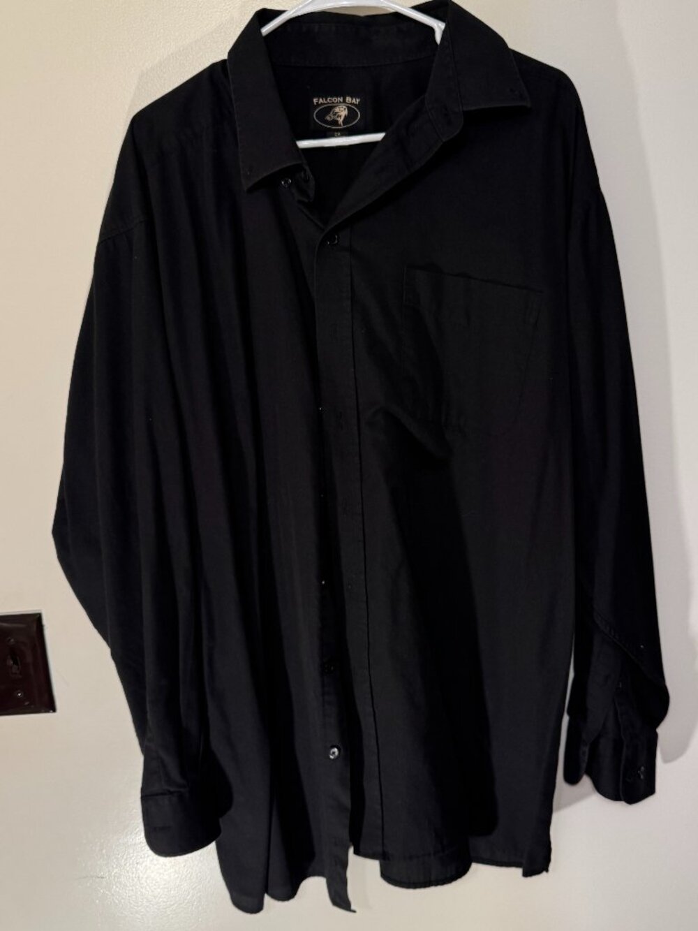 Falcon Bay shirt 2XL long sleeve black good shape. No Iron